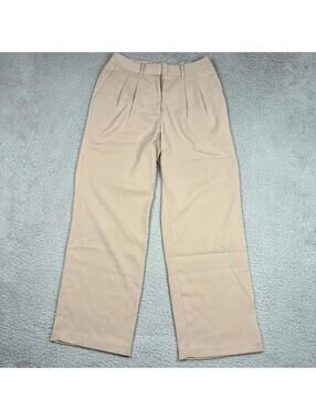 Quince Stretch Crepe Pleated Wide Leg Pants Women’s 12 Khaki Office